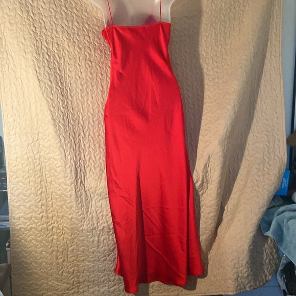 Zara Red Satin Lingerie Style Dress, sz XS, 101D002 - Picture 5 of 9